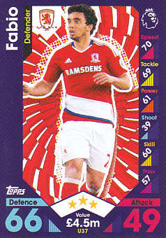 Fabio  Middlesbrough 2016/17 Topps Match Attax Extra  #U37